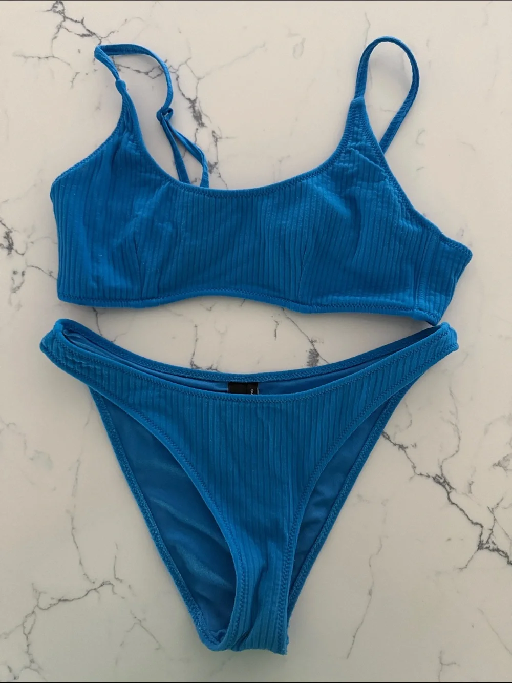 Ribbed Blue Bikini Set